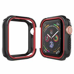 Alritz Compatible Apple Watch Case Series 4 44MM Shock Resistant Bumper Cover Rugged Protective Case Apple Watch Series 4 Black Red