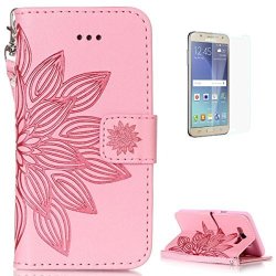 Samsung Galaxy J7 2016 Leather Wallet Case With Free Screen Protector Kasehom Mandala Lotus Flower Embossed Folio Magnetic Flip Stand Pu Leather Protective Case