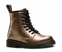 Dr. Martens Kid's Collection Womens 1460 Patent Glitter Toddler Brooklee Boot 3 M UK Rose Gold Chrome Paint Metallic