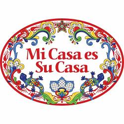 Essence Of Europe Gifts E.h.g Mi Casa Es Su Casa Latino Traditional Geckos Artwork Spanish My House Is Your House 11X8 Ceramic Door Sign