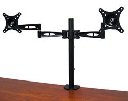 Dual Lcd Monitor Desk Mount Stand Foldable articulating 2 Screens Up To 27