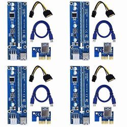 Yifeng 4-PACK Pci-e PCI Express Ver 006C 1X To 16X Powered Riser Adapter Card W 60CM USB 3.0 Extension Cable & 6-PIN Pci-e To