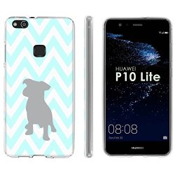 Huawei P10 Lite Tpu Silicone Phone Case Mobiflare Clear Ultraflex Thin Gel Phone Cover - Chevron Blue Dog For Huawei P10 Lite 5.2" Screen