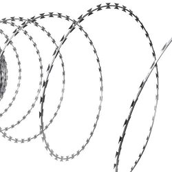 Nishore Nato Razor Wire Helical Wire Roll Galvanized Steel 197' Steel Garden Fence Ribbon Barbed Wire