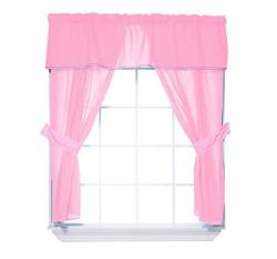Baby Doll Bedding Solid Two Tone 5-PIECE Window Valance Curtain Set Grey pink