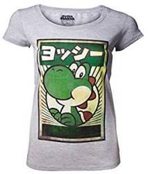 Super Mario Nintendo - - Japanese Yoshi - Womens T-Shirt - Grey Medium