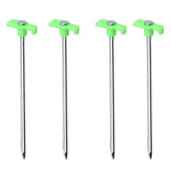 Fewear Stainless Steel Pegs Tent Stakes Heavy Duty Camping Glow Luminous Nail Tent Stake Pegs Garden Stake Canopy Gazebo Accessories Peg Stakes 4 Pcs A
