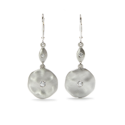 Organic Round Earrings - Solid 9KT White Gold