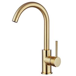 Gold Kitchen Faucet Brushed Gold Single Handle Sink Faucet- 360 Degree Swivel Hot And Cold Mixer