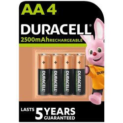 Duracell Rechargeable Aa 2500MAH Batteries - 4 Pack