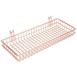 Rose Gold Basket For Gridwall grid Panel Wall Mount Hanging Organizer Wire Metal Storage Shelf Rack Idea For Wall Decor Size 15.7" X 6.1" X 2