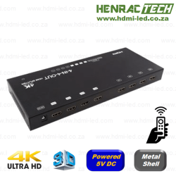 Henrac Tech 4x4 Hdmi Switch-splitter Ultra Hd 4k Remote Powered 12vdc Supports 3d