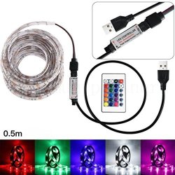 Wenjuan Christmas LED Strip Light 50-200CM USB LED Strip Light Tv Back Lamp 5050RGB Colour Changing+remote Control 50