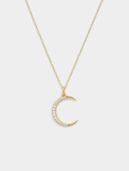 Goldair Gold Plated Sterling Silver Cubic Zirconia Crescent Moon Pendant
