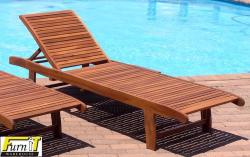 wooden poolside loungers