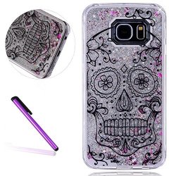 Samsung Galaxy S6 Case Leeco Samsung Galaxy S6 Case Glitter Flowing Liquid Floating Moving Hard Protective Case Cover For Samsung Galaxy S6 Silver Liquid-skull