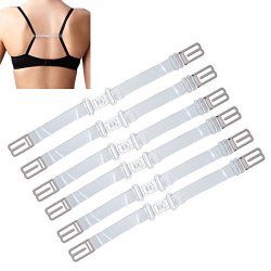 6PCS Elastic Non-slip Bra Strap Holder With Buckle Adjustable Happy Strap Clear