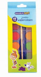 Marlin Kids 12 Jumbo Water Colours + Brush In Box