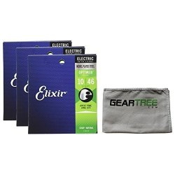 Elixir 3 Pack Of Optiweb Light Electric Guitar Strings W Polish Cloth
