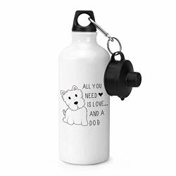 All You Need Is Love A Dog Leak Proof Steel Sports Water Bottle Stainless Steel Water Bottle 21 Oz White