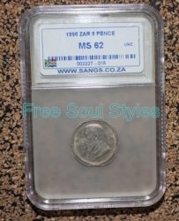 1896 Zar 6 Pence Sangs Graded Ms 62 - Catalogue Value R4 000.00