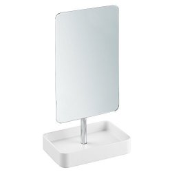 Interdesign Gia Free Standing Vanity Makeup Mirror With Tray White chrome