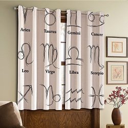 Custom Design Curtains vintage Lace Window Curtain grommet Top Blackout Curtains thermal Insulated Curtain For Bedroom And Kitchen-set Of 2 Panels Malist Signs With Four Basic Elements Fire