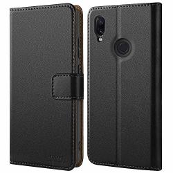 Hoomil Compatible With Xiaomi Redmi Note 7 Case Premium Leather Flip Wallet Phone Case For Xiaomi Redmi Note 7 And Redmi Note 7 Pro Cover Black