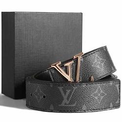 Lv Louis Vuitton Belt For Men Sier Buckle Black Leather Fashion Belt Pants Jeans Shorts Dresses ...