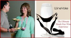 Wineyoke" Party Time Hand Free Wine Glass Holder Necklace - Set Of 2 Pink & Black