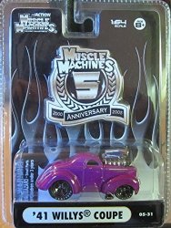 Muscle Machines 5TH Anniversary Purple '41 Willys Coupe Die Cast 1:64 Scale