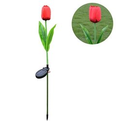 Staron Solar Flower LED Lights Lantern Tulip Decorative Light Outdoor Lawn Garden Lamp Fashion Decor Red