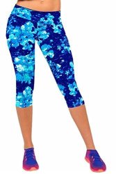 Favorland Women's Printed Sports Workout Leggings Tights Yoga Capri Pants S COLOR15