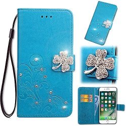 Leather Wallet Case Blue For Sony Xperia XZ2 Premium Gostyle Sony Xperia XZ2 Premium Flip Case Embossed Flower Luxury Diamond Magnetic Closure Cover With