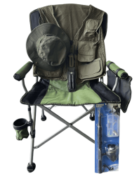 Fishing Combo Includes Chair-hat-vest-knife And Free Fishing Rod