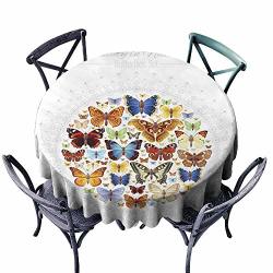 Onefzc Stain Resistant Round Tablecloth Butterlies Icon SET2 High-end Durable Creative Home 55" Round 140CM