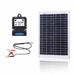 Komaes 20 Watts 12VOLTS Polycrystalline Solar Panel Pv Solar Charger Includes 3AMP Solar Charge Controller 3FT Crocodile Clip Cables Energy-efficient Technology