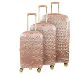 Disney Minnie Mouse Rolling Luggage 3 Piece Set - Rose Gold 3PC 56 66 74CM