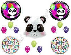Anagram Panda-monium Happy Birthday Balloons Decoration Supplies Party Children Girl Zoo Pink