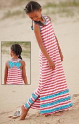 Belle Dress. Red And White Stripe. 4-5 5-6 6-7 Years