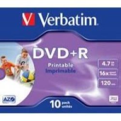 Verbatim Azo Printable 16x DVD+R 10 Pack In Jewel Cases