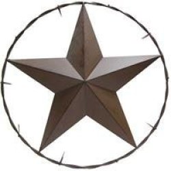 25" Brown Metal Star In Barbed Wire Circlenew By: Cc