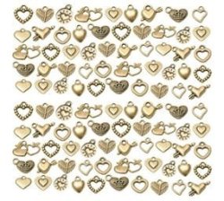 Fashion Craft 100 Piece Heart Shaped Jewellery Making Pendant Charms