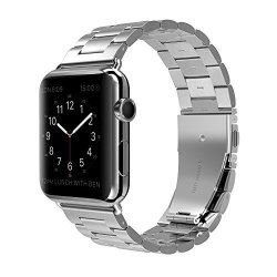 Apple Watch Band Men Women Stainless Steel Folding Clasp Smart Watch Replacement Bands For Apple Iwatch Series 3 Series 2 Series 1 Sport Edition 38MM - Silver
