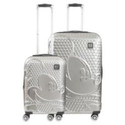Disney Mickey Mouse 2 Piece Luggage Set - Silver