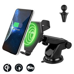 Fast Wireless Car Charger Aekce Car Mount 2-IN-1 Charger For Qi Enable Devices Iphone X Iphone 8 Plus samsung Note 8 5 Galaxy S8 S7