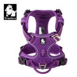 Truelove Pet Reflective Nylon Dog Harness No Pull Adjustable Medium Large Naughty Dog Vest Safety Vehicular Lead Walking Running - Purple S