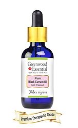 Greenwood Essential Pure Black Currant Oil Ribes Nigrum With Glass Dropper 100% Natural Therapeutic Grade Cold Pressed 10ML 0.33 Oz