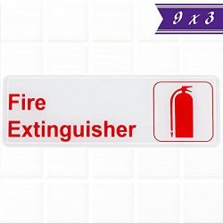 Fire Extinguisher Sign - White And Red 9 X 3-INCHES Fire Exit Fire Safety Signs By Tezzorio