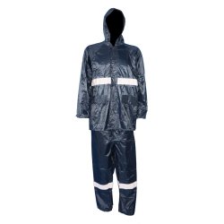 Pinnacle Navy Rubberised Rain Suit With Reflective - Small